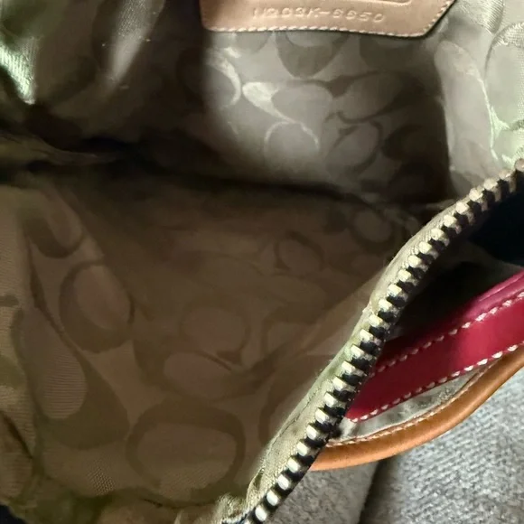 Coach Vintsge Denim Crossbody Bag with Red and Brown Accents - Picture 4 of 4